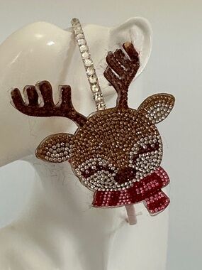 Neiman Marcus Brown and Red Reindeer Rhinestone Kids Headband